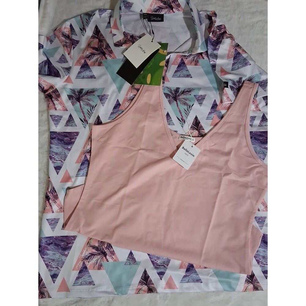 Womens Sporty Buff Golf shirt & Belle Lovin under shirt size XL NWT